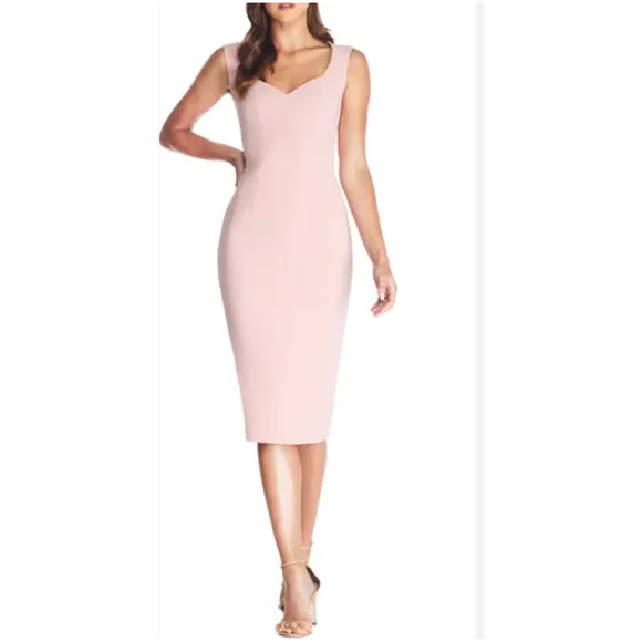 Dress the Population Dress Women's XS Blush Elle Sweetheart Neck Sheath Midi - Picture 1 of 6